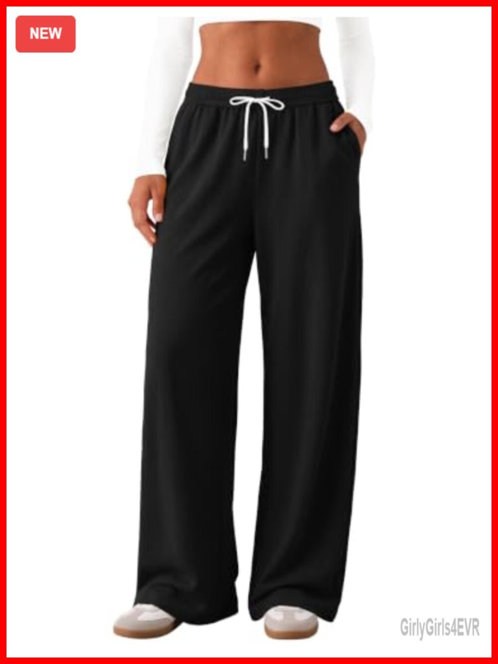 Wide Leg Baggy Sweatpants Drawstring Lounge Pants Solid Relaxed Fit
